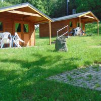 Blockhuetten mit Terrasse